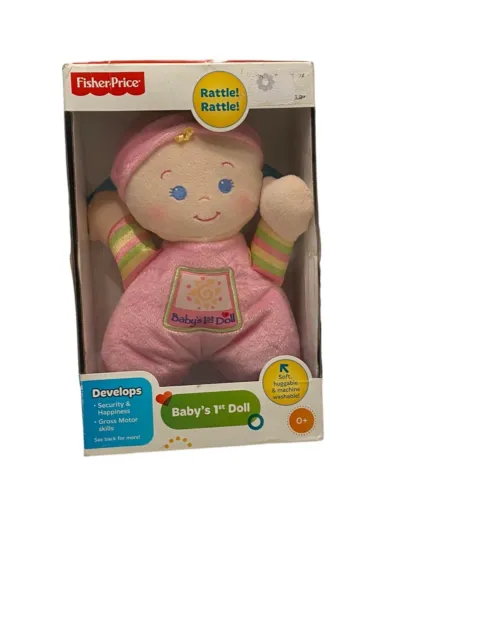 Fisher Price My Baby’s 1st Doll Pink Lovey Plush Soft Rattle Blonde New