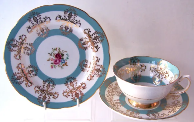 Royal Grafton Bone China  " Floral " Cup, Saucer & Plate Trio, c1960s.