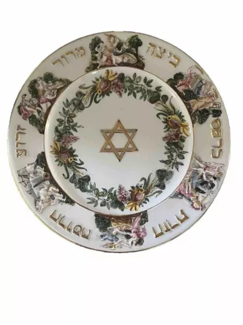 Rare 19Th Faience Italian Capodimonte Judaica Pesach Passover Seder Plate