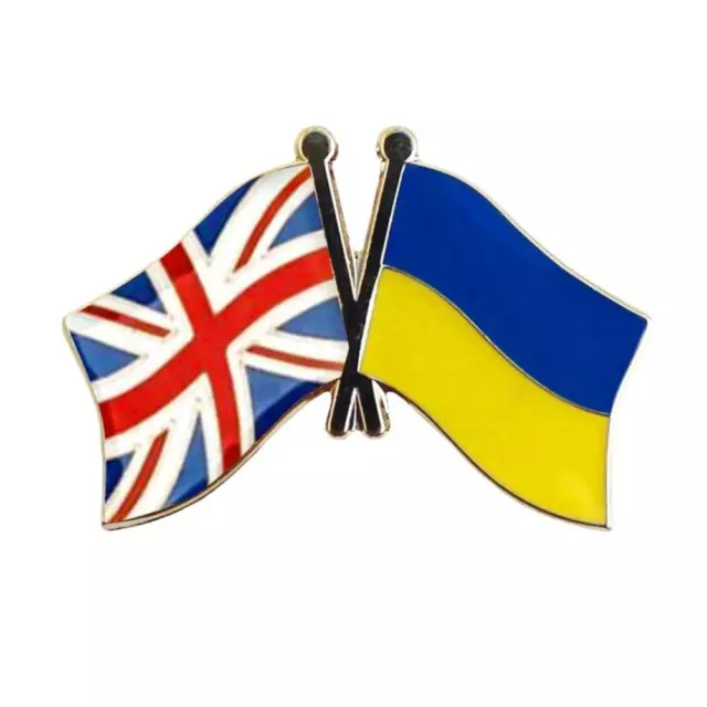 Ukraine U.K Ukrainian Flag Diplomat Brooch Country Lapel Pin Badge SUPPORT PEACE