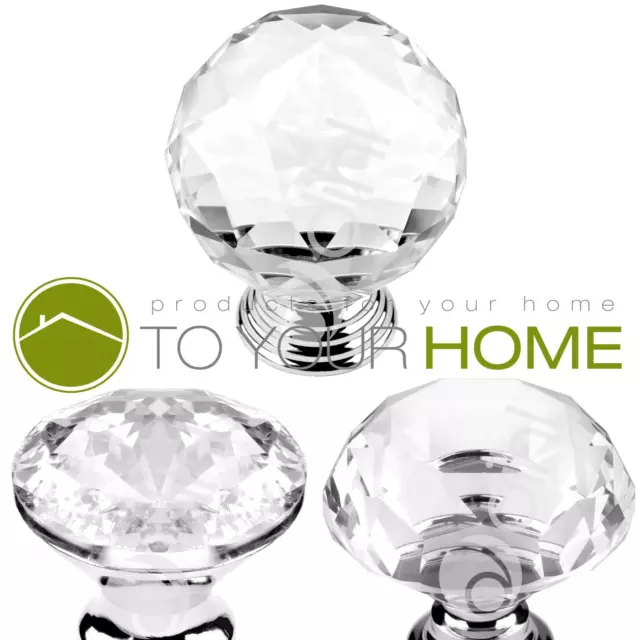 Dihl Globe Crystal Door Knobs Diamond Glass Clear Cabinet Drawer Wardrobe Handle