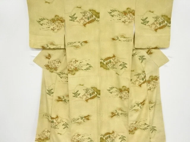 81726# Japanese Kimono / Antique Kimono / People In The Past & Scenery