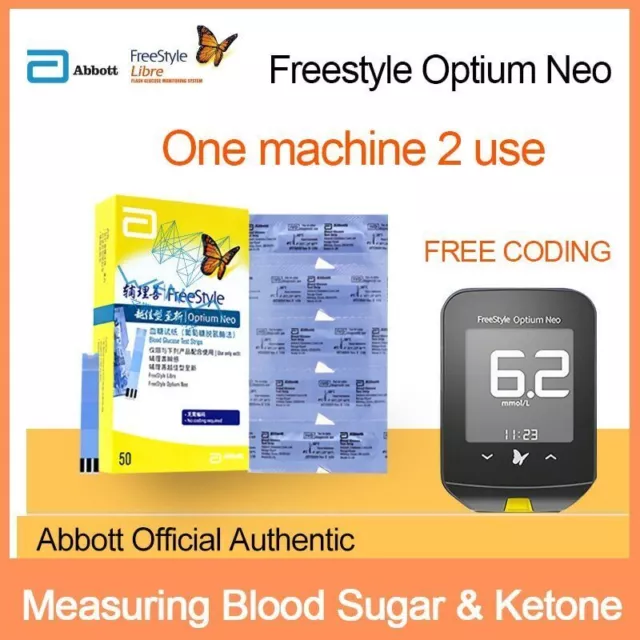 Tiras de prueba de glucosa Abbott Freestyle Optium Neo para máquina de...