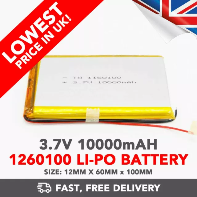 3.7V 10000mAh Li-Po Battery (1260100) Rechargeable High Capacity Tablet + Device