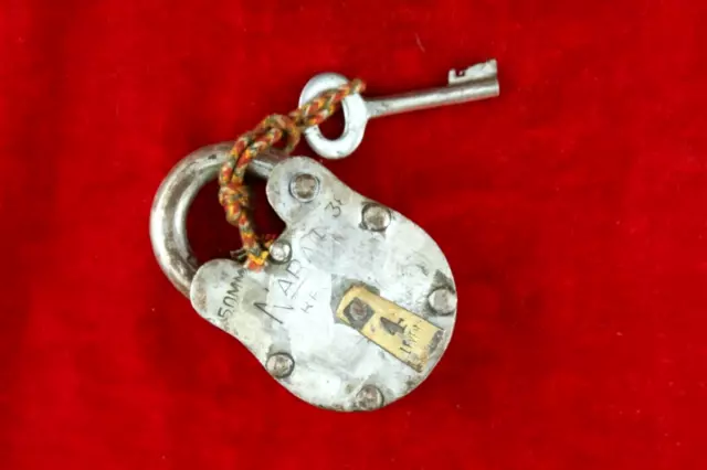 Old Indian Vintage Iron Padlock: Handmade Single Key, Rare Collectible Lock