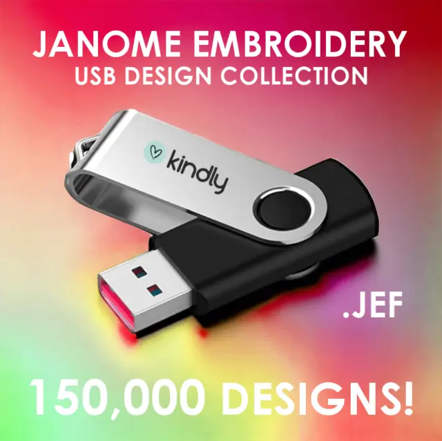 Janome Embroidery USB Design Collection + Viewer JEF  150,000 Designs!