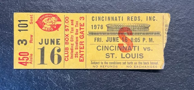 VTG Cincinnati Reds v St Louis Cardinals 6/16/1978 Ticket Stub -Seaver No Hitter