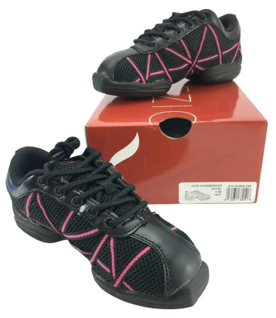 Capezio DS19C Girl's Web Dansneaker Black/Pink Size 1M NEW IN BOX
