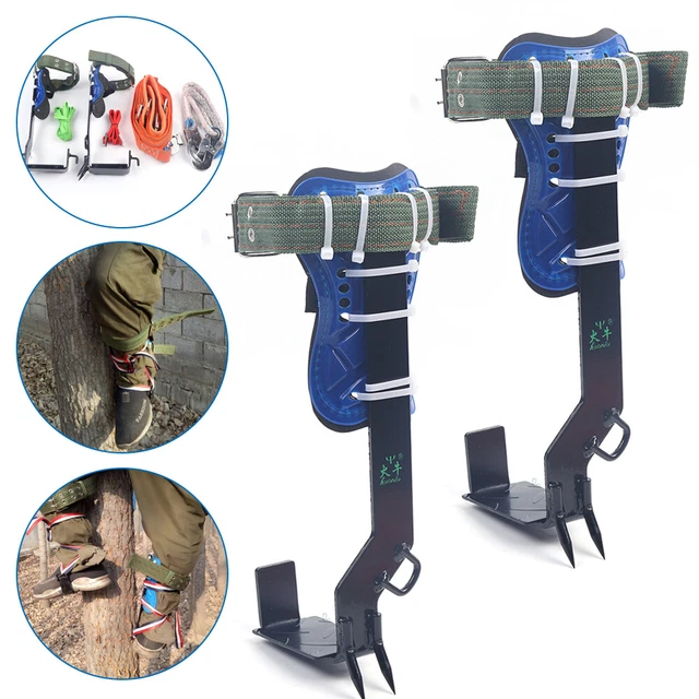 Tree Climbing Spike Set, Belt Rope Safety Lanyard w/ Carabiner 2 Gears & Claw US