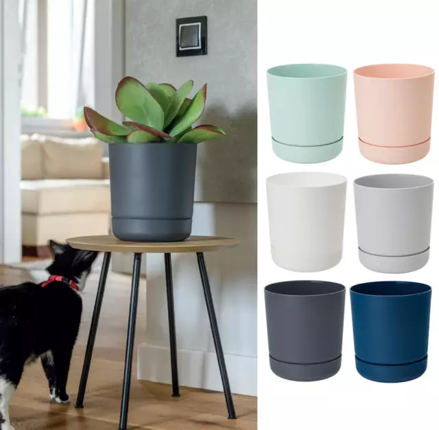 Satina Plant Pots With Saucers Flowerpot Garden Flower Planters Indoor Tray