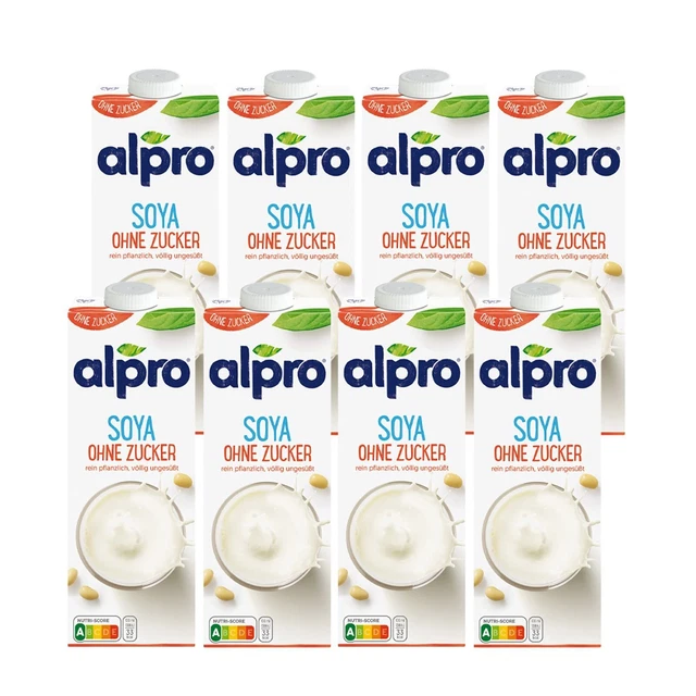 Alpro bevanda di soia senza zucchero vegana alternativa al latte 8 x 1 L NUOVO MHD 4/24