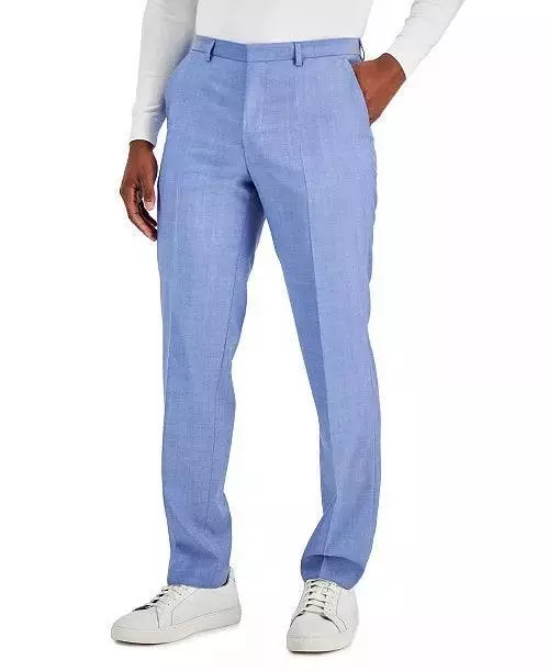 Hugo Boss Men's Modern-Fit Solid Suit Wool Dress Pants Light Blue 34 x 32