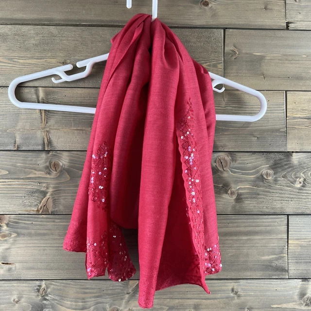 Bajra Womens Scarf Cashmere Silk Nepal Sewn On Sequins 22" x 72" Bajra Womens Scarf Cashmere Silk Nepal Sewn On Sequins 22" x 72"