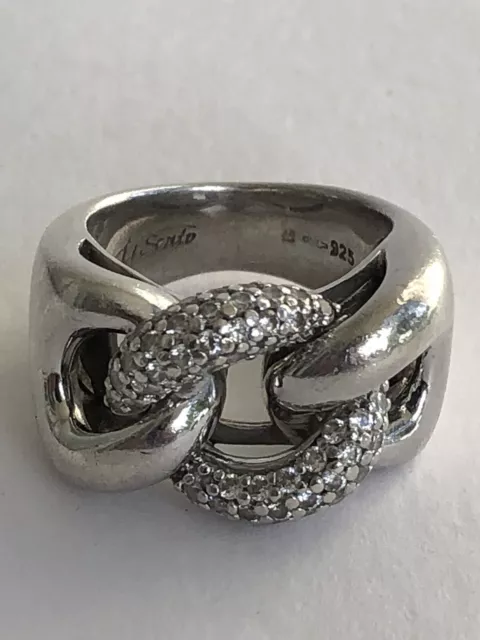 Magnifique GROSSE BAGUE signée TI SENTO en ARGENT MASSIF et BRILLANTS T.56