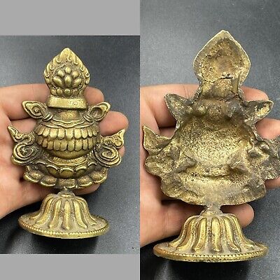 Tibetan Buddhist Gold Gold Gilded Brass Decorated Floral Stand