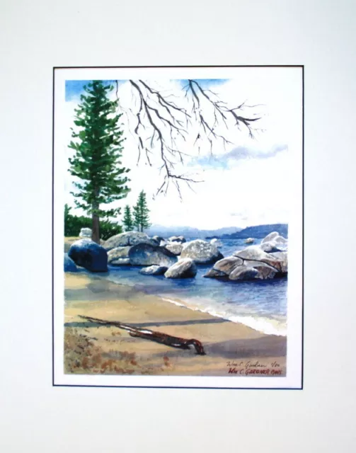 Lake Tahoe, California signed/numbered  11" x 14" watercolor print landscape