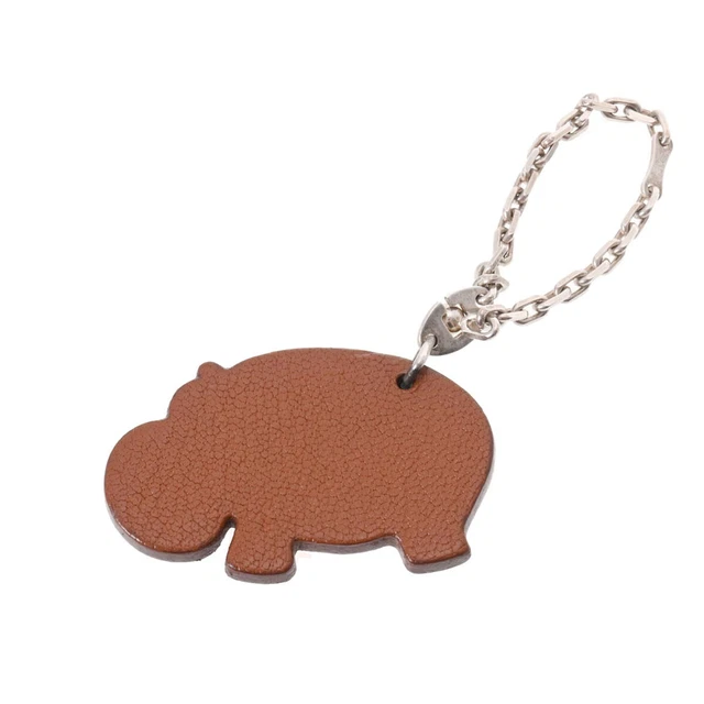 HERMES bag charm hippopotamus Orange/Brown Accessories 800000109662000