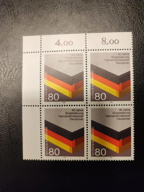Bund 1265 postfrisch Eckrandviererblock Ecke links oben. Erhaltung einwandfrei