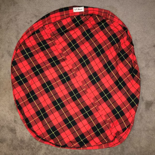 Vintage Ll Bean Removable Zip Dog Bed Cover Plaid Red Flannel 43” Rare