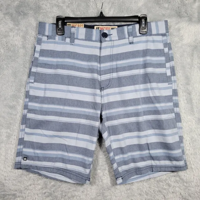 Micros Chino Shorts Mens 32 Blue Striped Relaxed Fit Merlin Pockets NWT 34x9