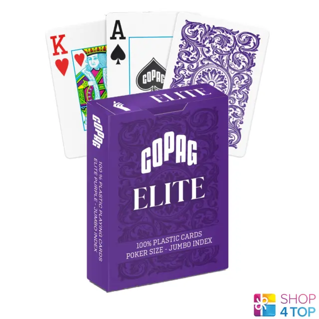 Copag 1546 Elite 100% Plastic Playing Cards Jumbo Index Poker Size Purple New