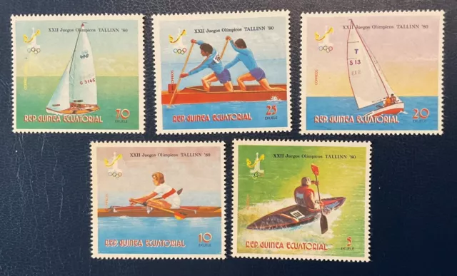 Equatorial Guinea, 1979 Olympic Games, Moscow, Water Sports Set of 5 Stamps, MNH