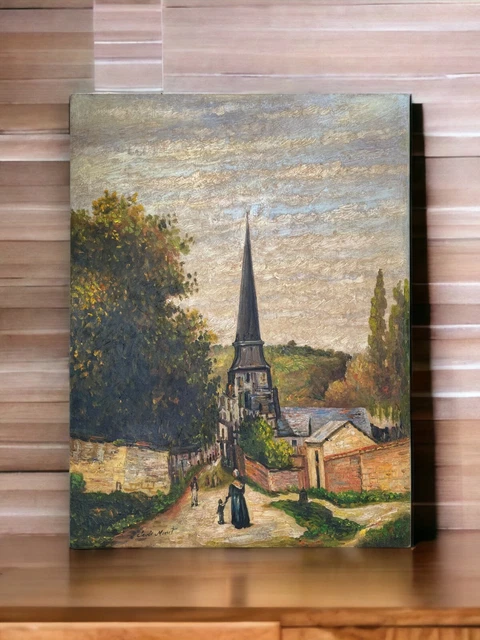 TABLEAU HUILE TOILE d'artiste Claude Monet signé estampillé main ...