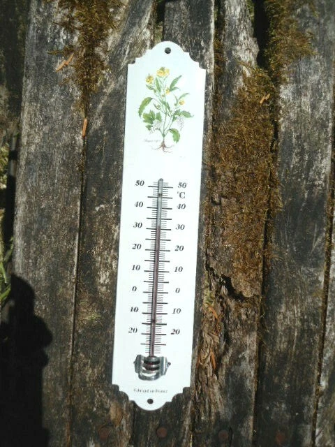 Termometro Da Esterno In Smalto Vero Verde Craquelé 25 Cm - Fatto A Mano In Francia (Arémail Emalia)