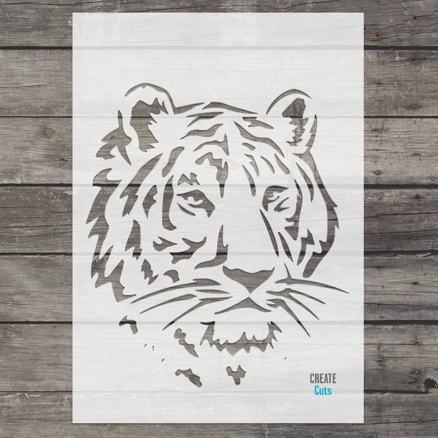 Tigerkopf SCHABLONE Wandkunst Innendekor Tiervorlage Airbrush Schnitte erstellen