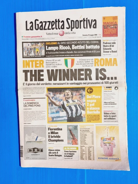 Gazzetta Dello Sport 10 Août 1999 - Del Piero, Davids, Juventus, St-Étienne, Inter