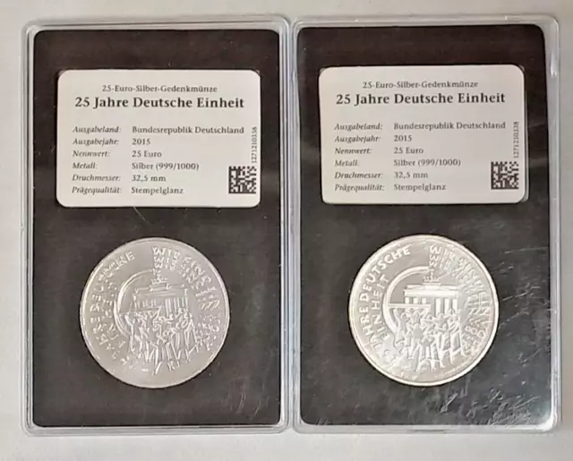 2 x 25 EURO, 2015 "D" + 2015 "G", Deutschland, "25. JAHRE DEUTSCHE EINHEIT"