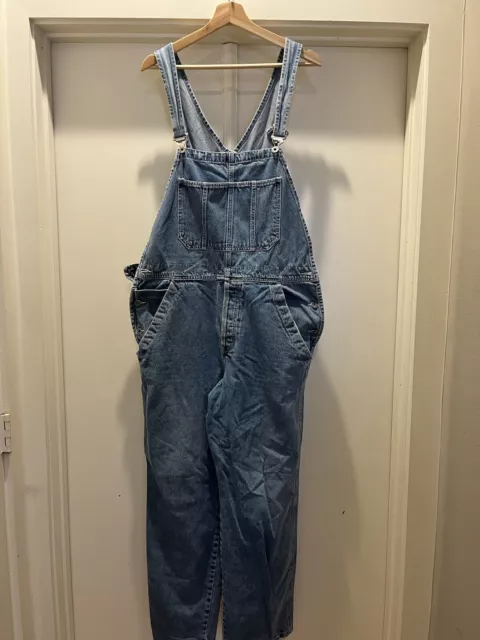 VTG Old Navy Mens Denim Button Fly Overalls Y2K Relaxed Fit Jean 38 X 30