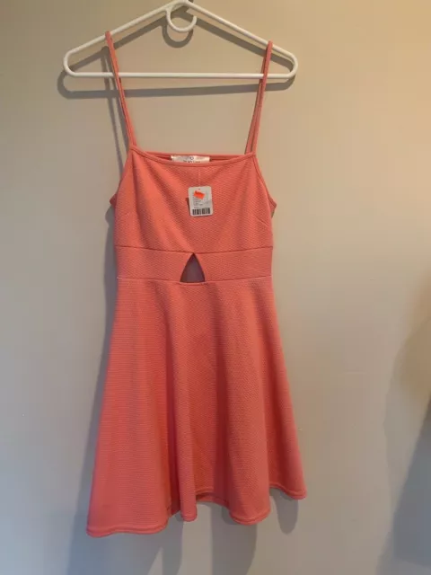 NWT Oh My Love London Coral Spaghetti Strap Keyhole Sports Dress SZ LG