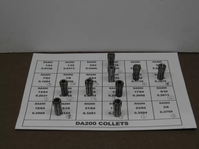 Da200 Collets & Collet Set & Rack - Quantity Discounts - $5.00 Ships 1 To All