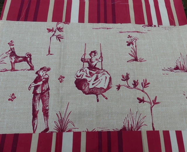 Coupon Tissu Vintage Fleurs Louis XV - Médaillons Rétro - Occasion Pour Couture Et Customisation