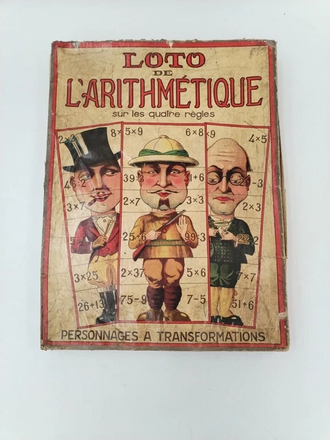 Jeu De Société Vintage : Loto De L'Arithmétique - 4 Règles - Personnages à Transformation
