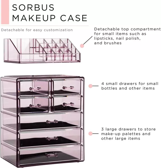 Sorbus Acrylic Cosmetic Makeup and Jewelry Storage Case Display - Purple 2