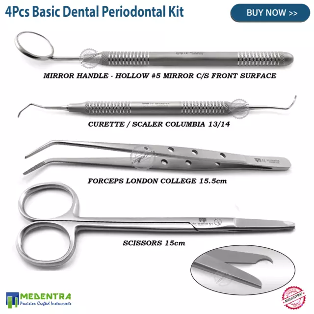 4-teiliges grundlegendes zahnärztliches Parodontal-Kit Schere Pinzette chirurgisches Labor Trainingswerkzeug