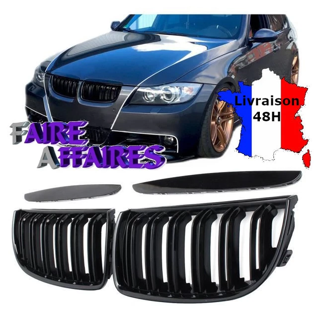 Grille Calandre Noir Brillant Pour BMW Série 3 E90 E91 Double Lame 2009-2012 - Neuf