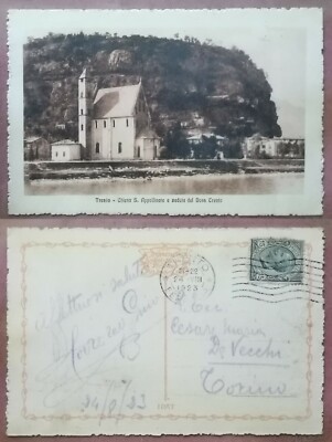 IL DOSS TRENTO CON LA CHIESA DI S APOLLINARE IN RIVA ALL'ADIGE VIAGG.1928 