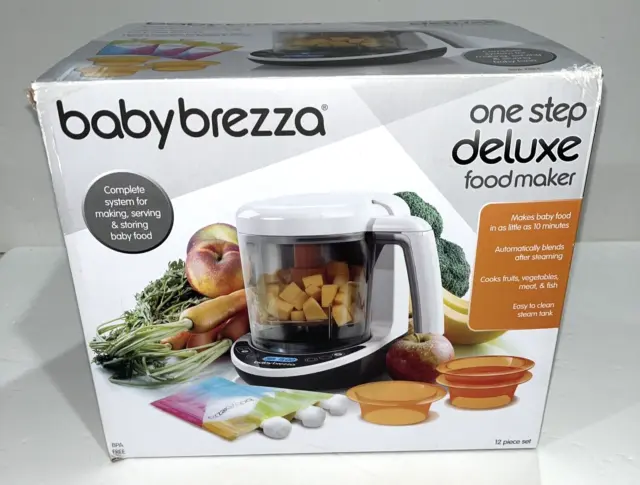 Fabricante de alimentos para bebés Baby Brezza One Step Deluxe - blanco/negro BRZ00141 (NUEVO)