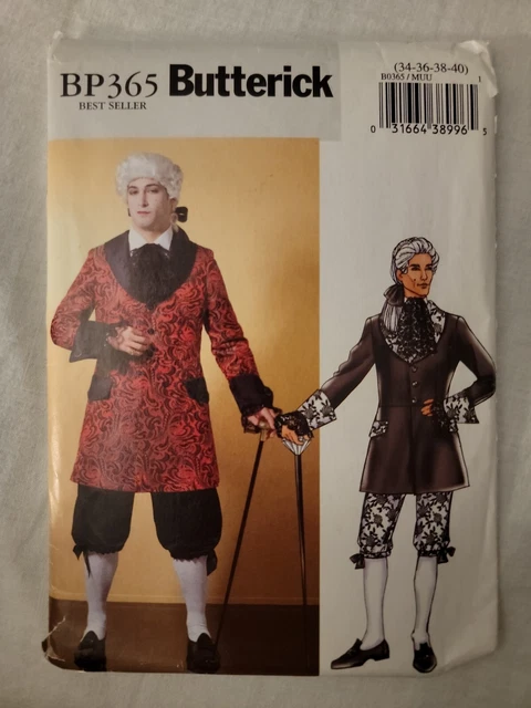 Butterick Sewing Pattern BP365 17th/18th Century Men's Costume sz 34-40