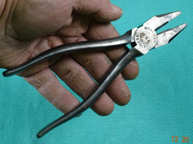 Late 1950's KRAEUTER USA No. 1830- 7" Lineman, Electrician Side Cutting Pliers