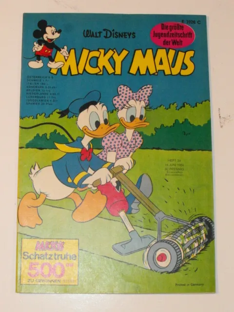 Micky Maus Heft 1969, Nr.24, Z 2+, ohne SM, mit SB, mit 2 x Klappseiten