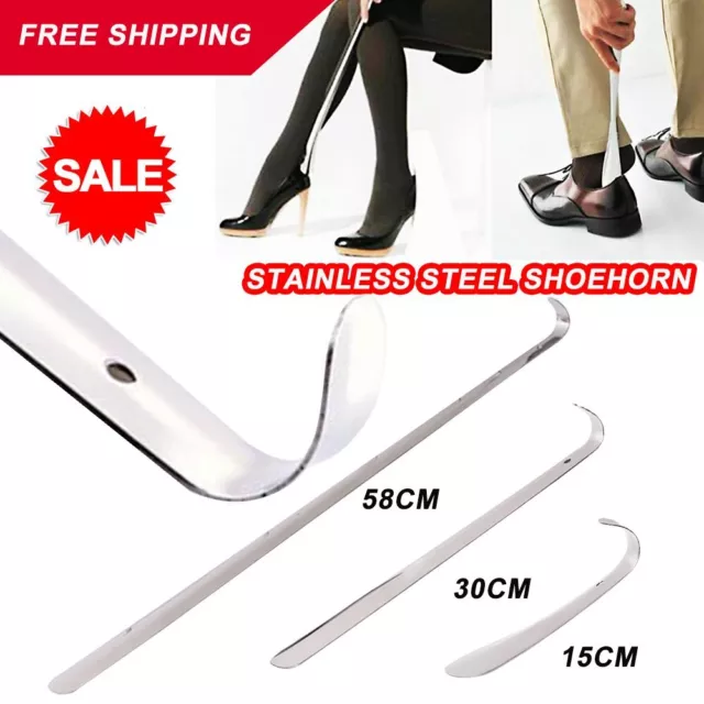 Extra Long Handle Shoe Horn Stainless Steel Handled Metal Shoehorn Horns UK