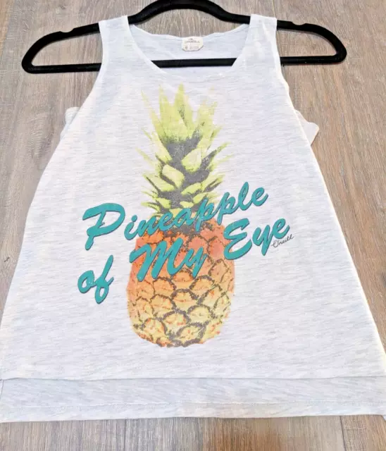 ONeill Tank Top Womens Medium White Sleeveless Pineapple Graphic Casual Classic