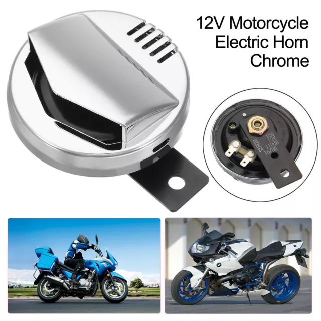 12V Motorcycle Electric Horn Chrome Super Loud 110db Cafe Racer Retr