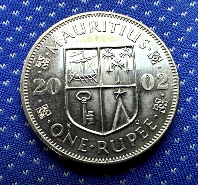 2002 Mauritius 1 Rupee Coin UNC  RARE CONDITION  #M421