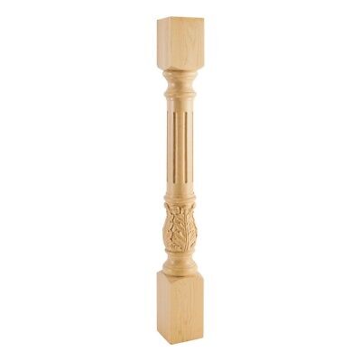 One- 4" x 4" x 35-1/2" Turned Acanthus Fluted Post-  #P23RW
