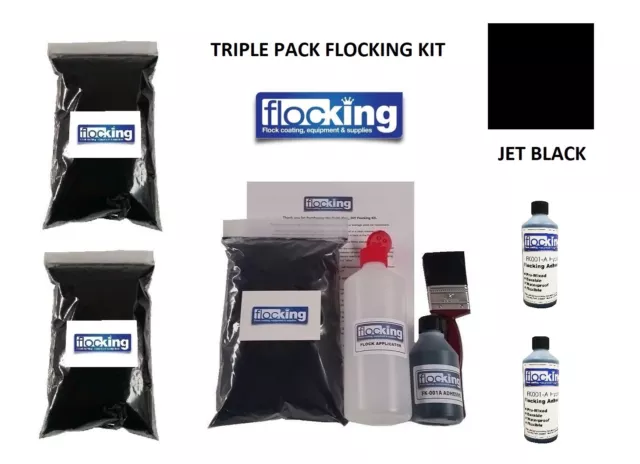 Black Flocking Kit - Twin Pack - Flocking Powder - Dashboard Rally Show Car  DIY